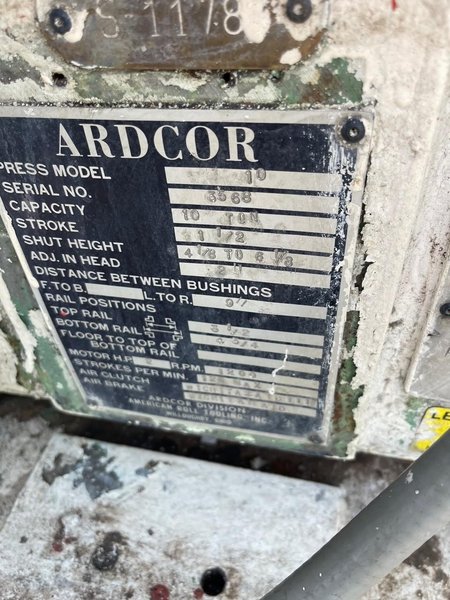 10 TON ARDCOR 2 POST CUOFF PRESSES: STOCK #78431