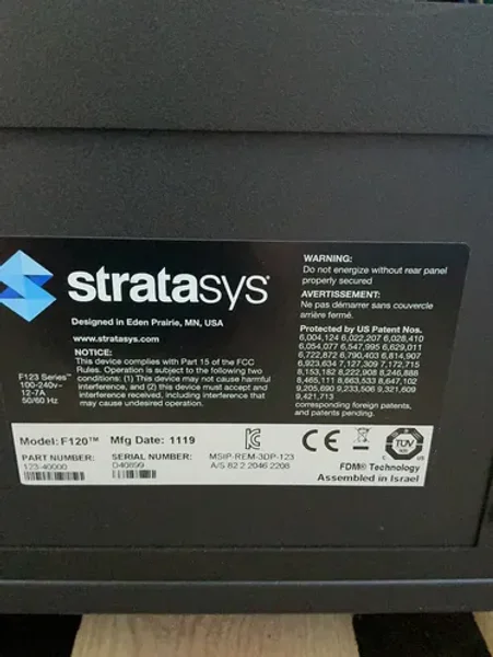 STRATASYS 10” X 10” X 16” 3D PRINTER   -  F120