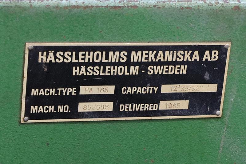 10 Ga. X 12 ft Hassleholms (Roundo) 3-Roll Hydraulic Plate Bending Roll Model PA 185/12