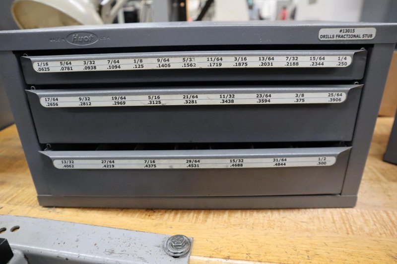 Huot Fractional Stub Drill Index 3 Drawer with Contents- Auction Item