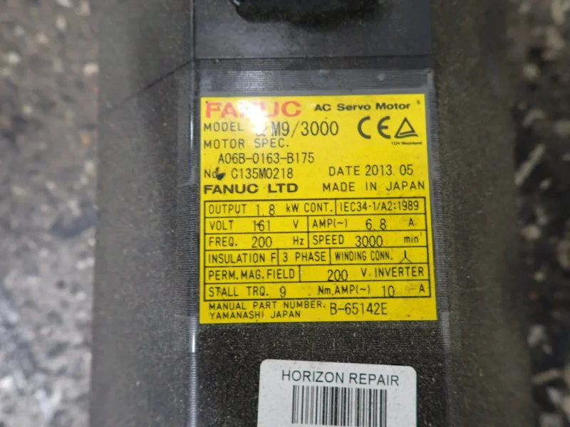 FANUC 1.8 KW SERVO MOTOR   -  AM9/3000 / A06B-0163-B175