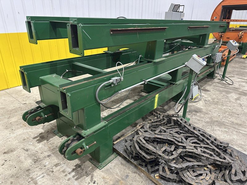 SWEED LOAD CLAMP &amp; TURNER / PACMAN FLIPPER SYSTEM WITH POWERED INFEED &amp; OUTFEED CONVEYORS: STOCK #22075