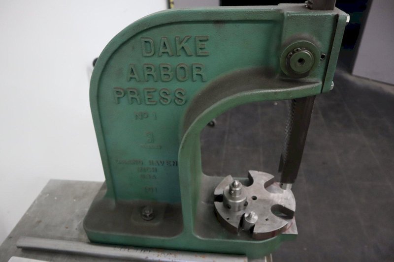 Press and Tapping Station on Rolling Cart, wiith Dake Arbor Press No.1, and EZ-Tapper Manual Hand Tapper- Auction Item