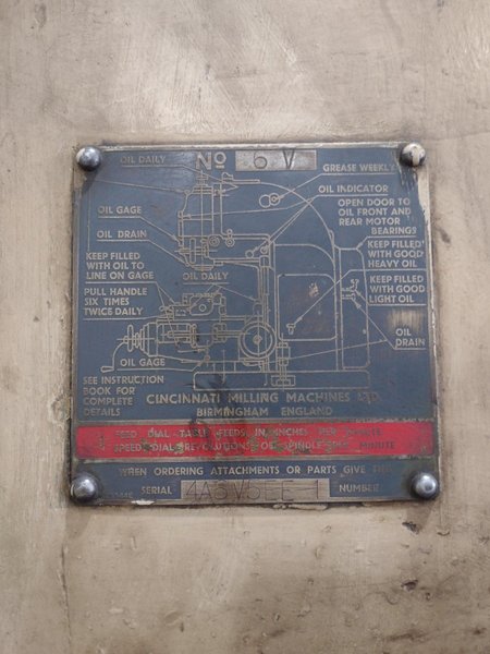 #6 X 20&quot; X 104&quot; CINCINNATI MODEL #6V VERTICAL MILL: STOCK #21703