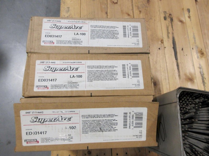 Lincoln Electric SuperArc LA-100 .045" Mig Welding Wire (3) ***New Rolls in Boxes***, and 1018 Stick Welding Rod Electrodes- Auction Item