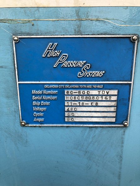 500 GALLON X 30 HP HIGH PRESSURE SYSTEMS (HPS) MAGNUM SERIES  MODEL #80-500 TDV COOLANT SYSTEM: STOCK #16756