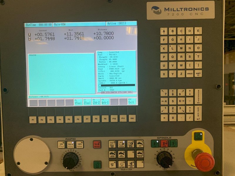 MILLTRONICS TL14x40 CNC Flat Bed Lathe, S/N 1121, New 2011