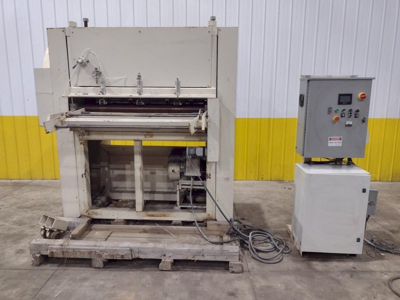 48” WIDE x 30 HP HYDRAULIC IN-LINE COIL PRESS &amp; SHEAR WITH PLC VARIABLE SPEED DRIVE: STOCK #22968