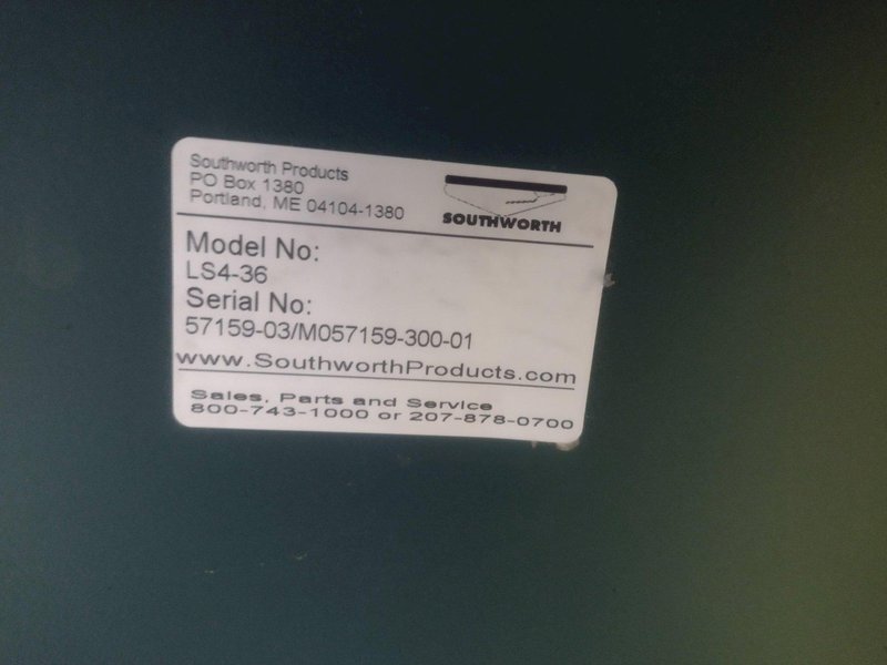 4000 LBS X 60" X 30" SOUTHWORTH MODEL #LS4-36 HYDRAULIC SCISSOR LIFT TABLE WITH ROLLER TOP, 110 VOLT: STOCK #20917