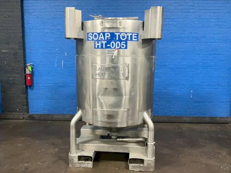 JV NORTHWEST 350 GAL STAINLESS STEEL SOAP HEATING TOTE / IBC TANK