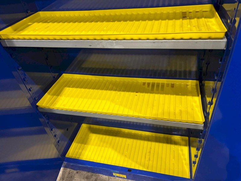 2 DOOR JUSTRITE HAZARDOUS MATERIALS STORAGE CABINET, 43” X 18” X 65” HIGH: YOBRO #24503