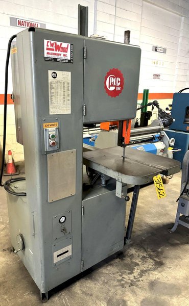 18" Grob Vertical Band Saw 4V-18, 40-5000 FPM, 28" x 24" Air-Hyd. Feed Tbl., 3 HP