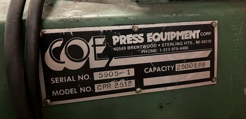 2,500 LBS X 12&quot; COE PRESS EQUIPMENT POWERED COIL REEL / UNCOILER STOCK# 3513