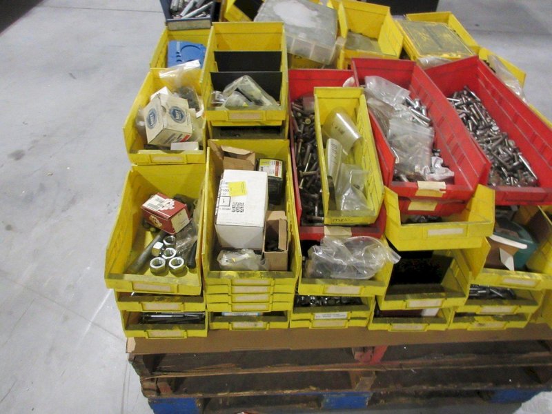 Hardware and Fasteners in Plastic Bins, Various Types, Nuts and Bolts, Screws, Plastic Plumbing Fittings, Threaded Rod, Set Screws- Auction Item