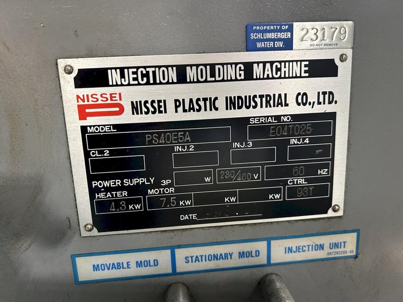 Nissei PS40E5A Used Injection Molding Machine, 44 Ton, 1.9 oz.
