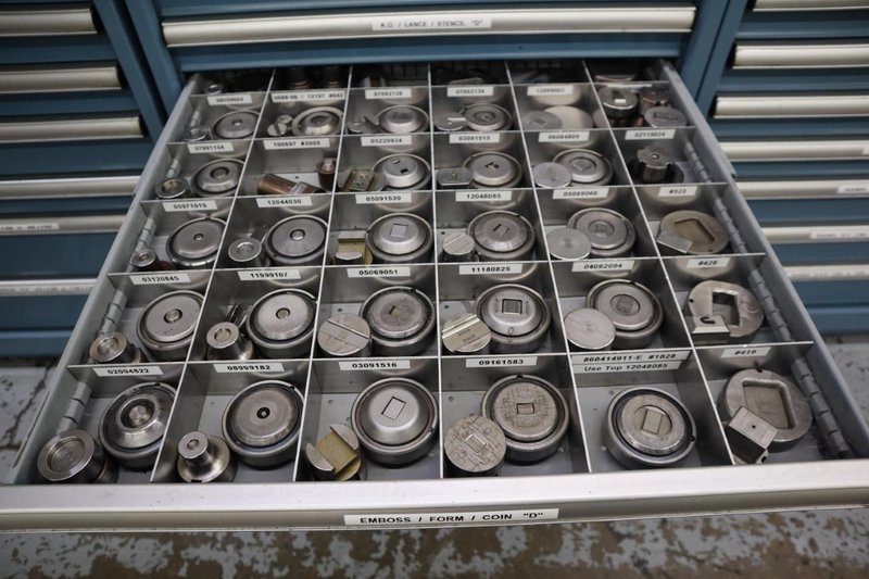 112 and Marathon 112, Turret Punch Tooling, (3) Lista Cabinets with Maple Top Loaded with Tooling- Auction Item