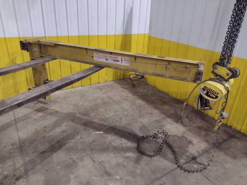 1 TON RELIABLE WALL MOUNTED JIB CRANE W/ 1 TON BUDGIT HOIST W/ TROLLEY: YOBRO #25151