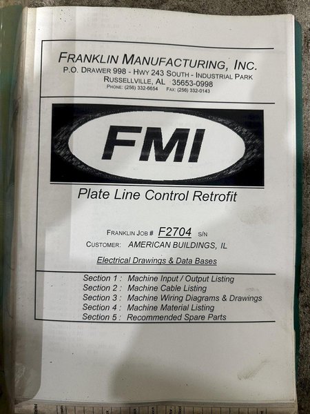 16&quot; X 1&quot; STEEL PLATE FRANKLIN FMI HYDRAULIC PUNCH &amp; SHEAR LINE: STOCK #23099