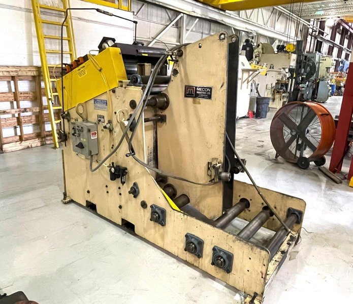 10,000 lbs. x 24&quot; Wide Mecon Model# 100CCS24 Coil Cradle Straightener For Sale, Year 1992