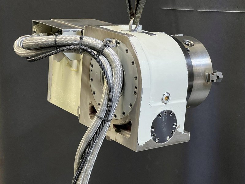 Yuasa DMNC-22101 4th Axis CNC Rotary Table 8.5" Chuck Tailstock Fanuc Motor