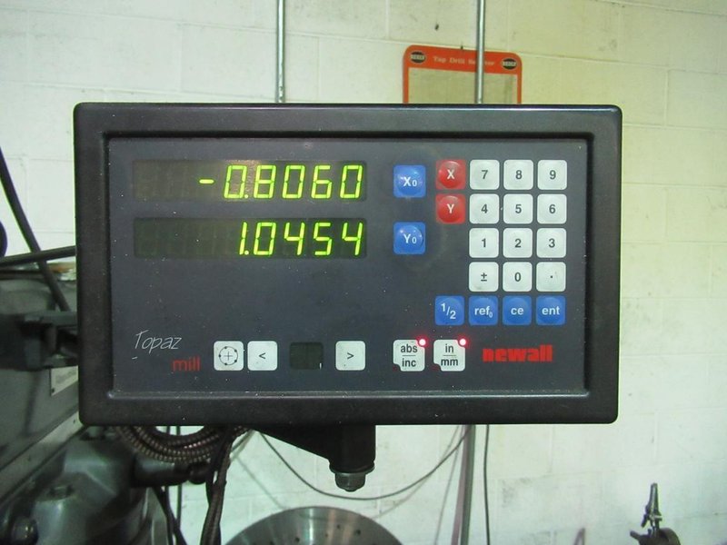 Lagun FTV-2 Vertical Knee Mill with Newall Topaz 2-Axis DRO, Mitutoyo Quill Scale, Servo Power Feed Table- Auction Item