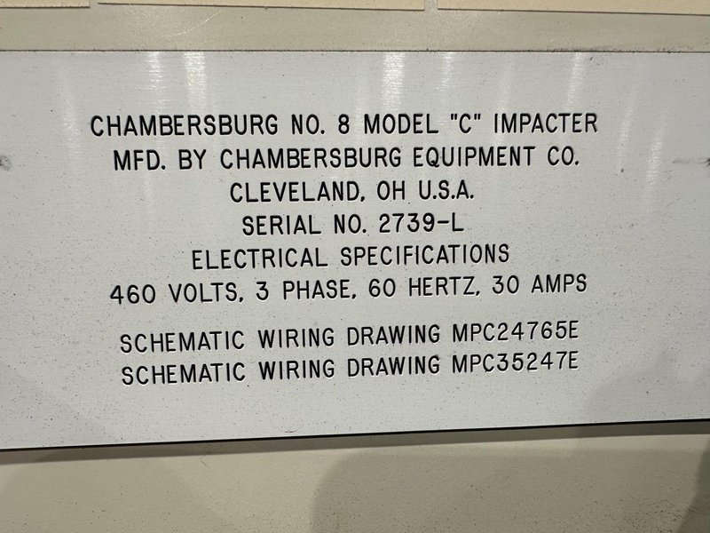 8,000 LBS FORCE CHAMBERSBURG MODEL #8 IMPACTOR HORIZONTAL FORGING MACHINE