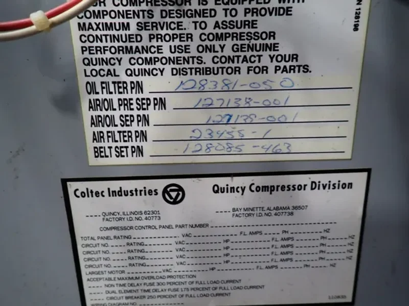 QUINCY AIR COMPRESSOR  -  OSB 25ANA32N