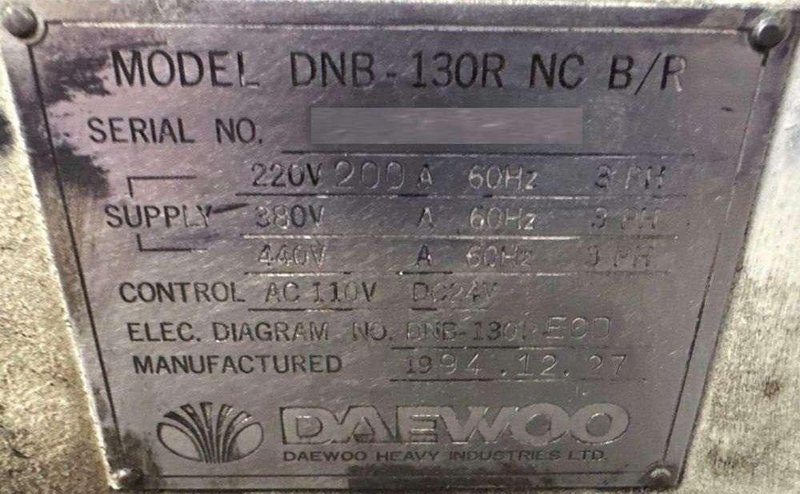 Daewoo DNB-130R CNC Horizontal Table Type Boring Mill