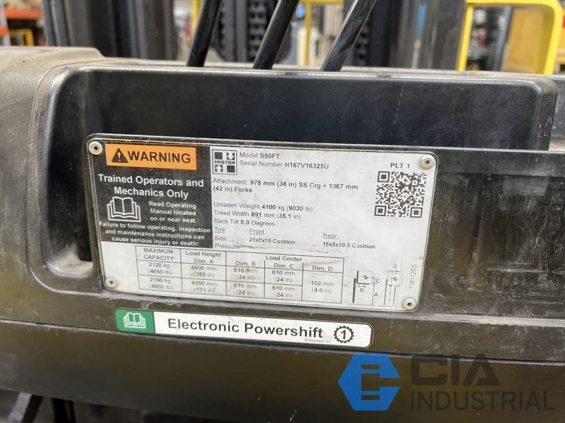 2021 - 5,000 LB. HYSTER S50FT SOLID TIRE LP GAS FORKLIFT