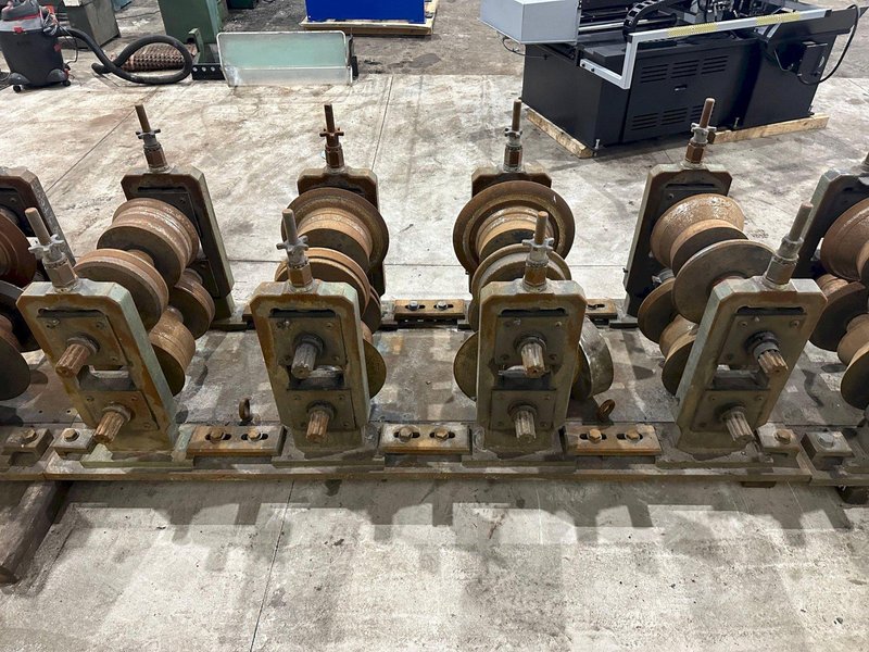 12 STAND X 3&quot; ARBOR X 20&quot; ROLLSPACE ASC RAFTED ROLLFORMER STANDS ON 3 BASES: STOCK #19936