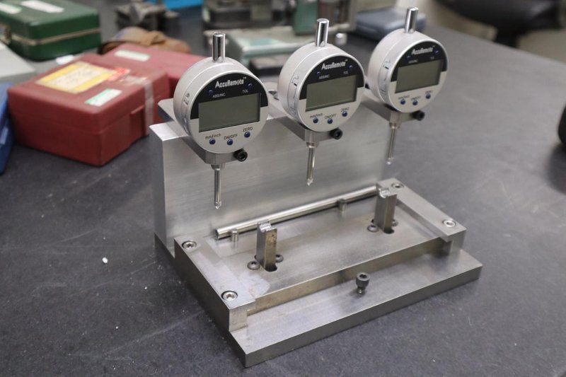 AccuRemote (3) Digital 1" Drop Indicators Mounted on Fixture Stand- Auction Item