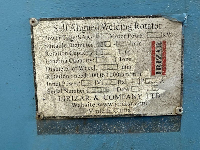 60-TON IRIZAR SELF-ALIGNING TANK TURNING ROLL SET. STOCK # 0237225