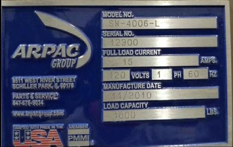ARPAC SEMI AUTO STRETCH WRAPPING MACHINE # 2371