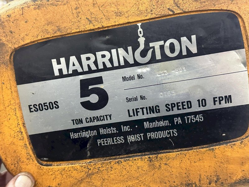 5 TON  HARRINGTON ELECTRIC CHAIN-HOIST: STOCK #77409