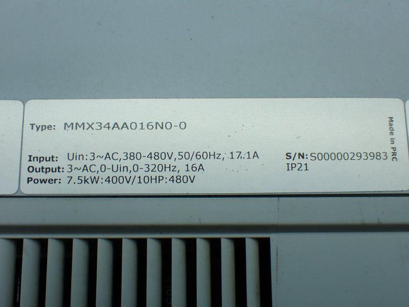 EATON 10HP M-MAX SERIES ADJUSTABLE FREQUENCY DRIVE  -  MMX34AA016N0-0