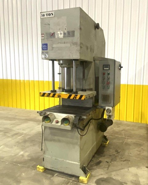 50 TON YIFANG MODEL #YC-50T HYDRAULIC C-FRAME PRESS, 15.75" STROKE: STOCK #20191
