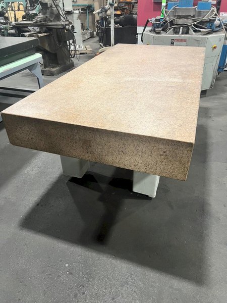 USED STARRETT CRYSTAL PINK 8&#039; X 4&#039; X 10&quot; GRANITE SURFACE PLATE WITH STAND, Stock# 11150