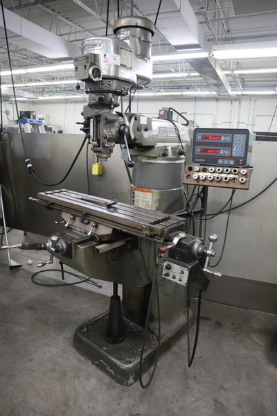 Bridgeport Series I 2HP Vertical Milling Machine, 9" x 42" Table, Variable Speed, Acu-Rite III 2 Axis DRO, Power Table Feed- Auction Item