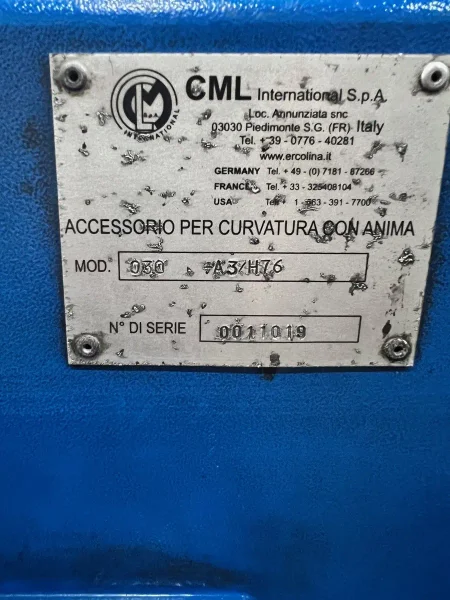 USED ERCOLINA 2.5" CAPACITY MODEL 030 MANDREL BENDER WITH 10' 2-AXIS POSITIONER YEAR: 2010