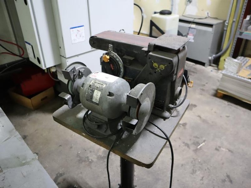 Washington 6&quot; Bench Grinder and Ryobi Combination 6&quot; Belt, 6&quot; Disc Grinder on Stand- Auction Item