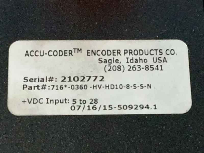 Accu-coder Incremetnal Shaft Encoder - 716*-0360-hv-hd10-8-s-s-n