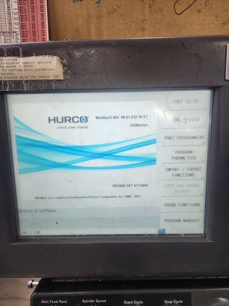 Hurco VMX-84/40T VMC, 2008 – TSC, DXF, Probing