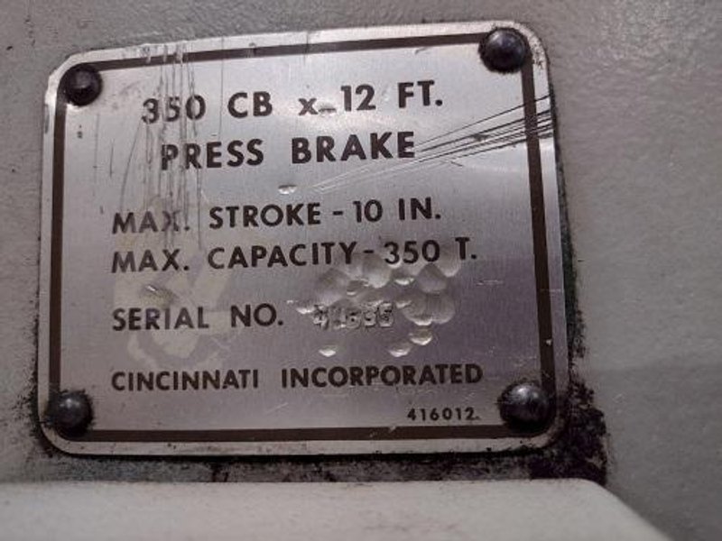 350 TON X 14' CINCINNATI MODEL #350CBx12 HYDRAULIC PRESS BRAKE