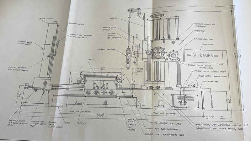 5&quot; SHIBAURA (TOSHIBA) MODEL #BFT-13 HORIZONTAL BORING MILL: STOCK #21783