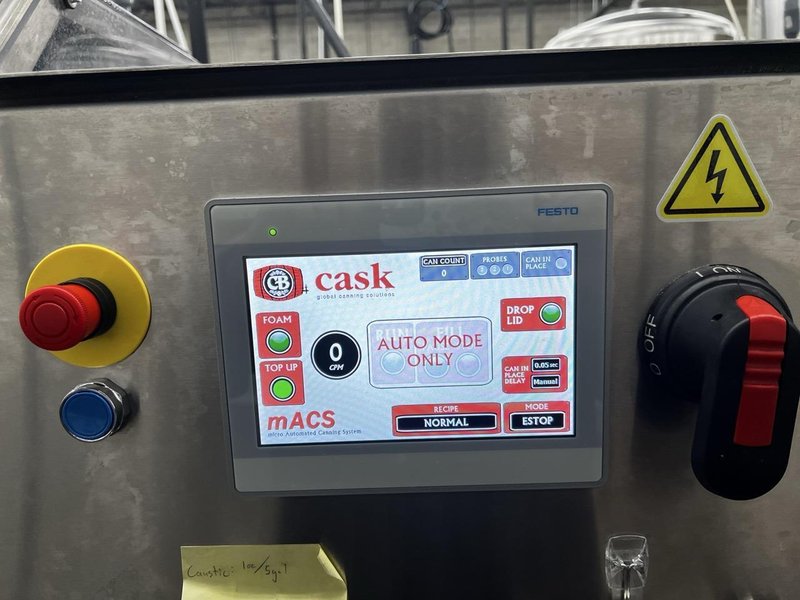 Cask mACS Micro Automated Canning System – 3-Head Filler with Rotary Accumulation Table (15–20 CPM, FESTO Interface)