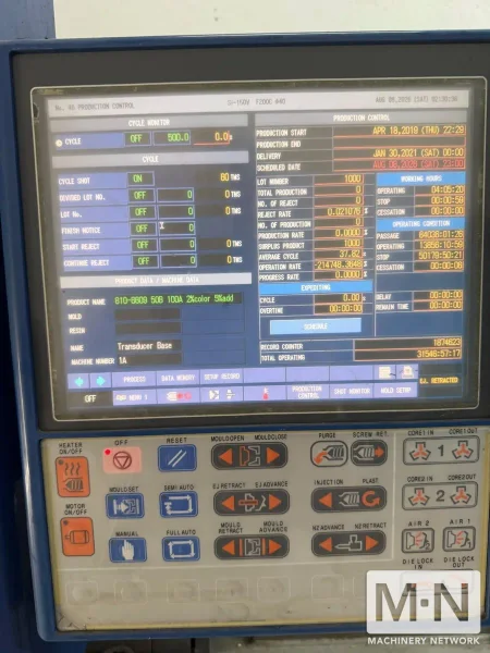150 TON 6.7 OZ TOYO MODEL SI-150V-F200CU ELECTRIC INJECTION MOLDING MACHINE MFG 2013