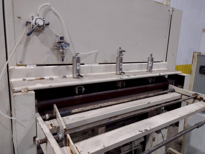 48” WIDE x 30 HP HYDRAULIC IN-LINE COIL PRESS &amp; SHEAR WITH PLC VARIABLE SPEED DRIVE: STOCK #22968