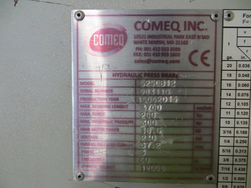 250 Ton x 12 ft - Used Primeline Servo Hydraulic CNC Press Brake Model S250B112