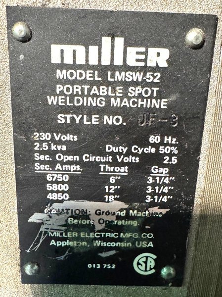 Miller Portable Spot Welder Model LMSW-52, Factory Stand