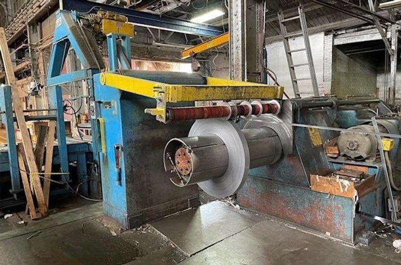 54" X 6.00" X 30,000# PRODUCTION MACHINERY SLITTING LINE WITH BANDING LINE STOCK# 3165